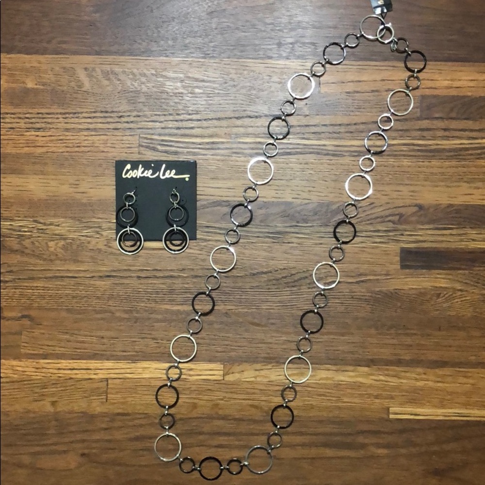 Cookie Lee Black & Silver Links Jewelry Set